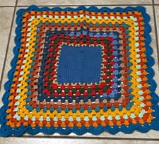 Vintage Handmade 1970s Crochet Granny Square Doily Psychedelic Style Multicolor  picture