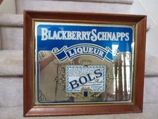 VINTAGE BOLS Blackberry Schnapps Liquor Mirrored Sign Bar Pub 18 1/4