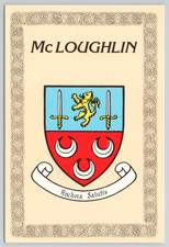 McLoughlin Family Coat of Arms Crest Genealogy Ireland Postcard picture