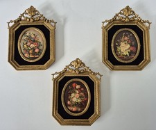 Set Of 3 lllinois Moulding Co. Framed Floral Prints Vintage 1960s  picture