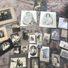 Lot of 26 Photos Portraits Creepy Vintage 1800-1900s Antique Black White picture