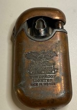 Vintage Three Tiger Windproof Lighter Eagle Copper Case Made in WB 1929 Scarce picture