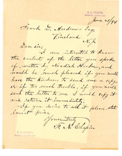 1894 Signed Letterhead F N Chapin Signed Hartford Connecticut CT 2 Frank Andrews picture