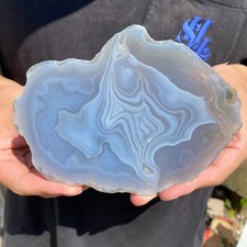 300g Natural striped agate quartz crystal slice rough mineral specimen picture
