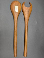 Vintage Svend Jensen Denmark Teak Wood Salad Servers Fork Spoon MCM Thailand picture