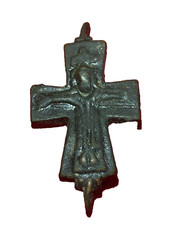RARE Byzantine CIRCA 12 Century AD Bronze Reliquary Cross picture