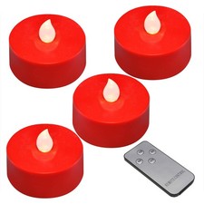 LumaBase Extra Large Battery Tea Lights with Remote Control Red Set of 4 picture