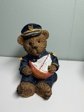 Vintage Style Teddy Bear Navy Captain Sailboat Nautical Resin Figurine Decor picture