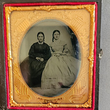 1861 Civil War Ambrotype Photo Two Women Patriotic The Union Frame Case Antique picture