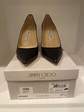 JIMMY CHOO Black Leather Agnes Kid Pumps Size 37.5 - NIB | Retail $595 picture