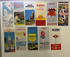 Lot of 11 1950s Mostly Gasoline & Oil Road Maps All Near Mint - Mint Condition  picture