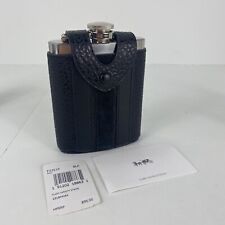 New Coach Hip Flask Varsity Stripe Buffalo Embossed Black Calf Leather F22537 W6 picture
