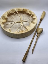 AWESOME VINTAGE NATIVE AMERICAN  RAWHIDE HAND DRUM  PRAYER DRUM 15