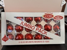 Coby Christmas Ornaments Glass Bulbs  Jumbo Pack Boxes Vintage 18 Red picture