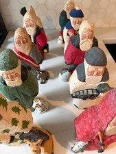 Wonderful collection of 10 vintage GATB Lancy Smith wood-carved Santa figures picture