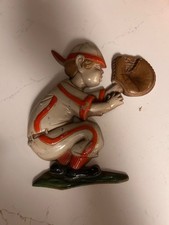 vintage ceramic wall hanging baseball picture