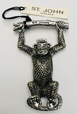 St John Home Swinging Monkey Bottle Opener Vintage NWT Blue Eyes Antiqued Silver picture
