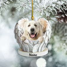 Personalized Great Pyrenees Dog Angel Wings Xmas Ornament, Dog Hanging Ornament picture