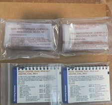 New (2 SETS)  M50/M51 OPERATOR CARDS AND WATERPROOF CHEMICAL MASK BAGS  picture