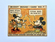 1935 Mickey Mouse Gum Card R89 - TYPE 1 - #7 ULTRA RARE - Bad Stew Mickey picture