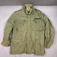 US Military Jacket Mens Medium Green Field Coat Cold Weather 80s OG 107 Distress picture