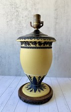 Rare Antique Wedgwood Yellow & Black Jasperware Table Lamp, c.1895 picture