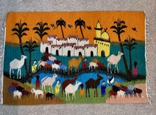 Egyptian 100% Wool Tapestry Kilim Handmade The Egyptian countryside 36x23” picture