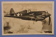 WW2 American Pilot Flying P-40 Warhawk, RPPC Mailed by Cadet Foster Field Texas picture