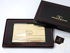 Vintage VALENTINO GARAVANI Logo Metal Cigarette Holder Case Gold W/Box Auth Rare picture