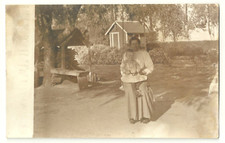  1910s Child Toy Grandma RPPC Real Photo Postcard Country House Backyard ATG picture