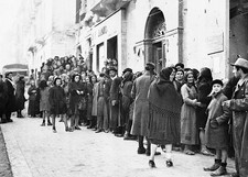 Italians queue for food aid in a liberated Italian town Historic Old Photo picture
