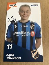 Zara Jönnson, Sweden 🇸🇪 Stabaek IF Women 2020/21 hand signed picture