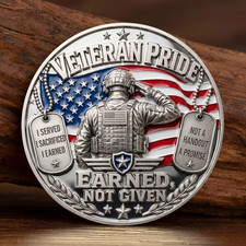 Veteran Pride DD214 Challenge Coin Earned Not Given Military Veteran Gift picture