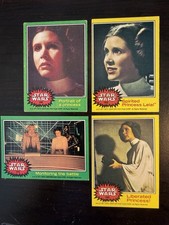 1977 Topps Star Wars Princess Leia Carrie Fisher 4 Card Lot Yellow Green picture