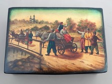 Fedoskino 1960's  Lacquer Box  Handmade Miniature Palekh picture