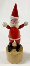 VTG WOODEN SANTA CLAUS PUSH UP COLLAPSIBLE TOY CHRISTMAS DECOR FIGURINE ITALY picture