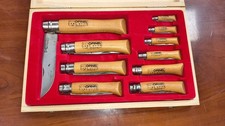 Opinel 10 Piece Carbon Steel Folding Knife Set No 2-12 Wood Case France picture