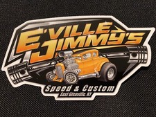 HOT ROD STICKER E’ville Jimmy’s Speed & Custom v2.0   5x3” Glossy Vinyl Decal picture