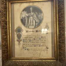1920s Antique Framed Papal Blessing & Indulgence Document – Pope Pius XI . picture