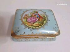 Vintage Royal Vienna Ceramic Porcelain Jewelry Trinket Box Hand Painted Gold picture