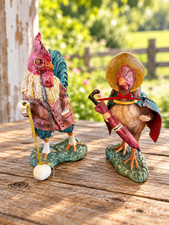 Bethany Lowe Bruce Elsass Mr. Red Rooster & Mrs. Birdie Hen figurine folk art picture