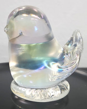 Vintage Rare 1992 Leo Ward Terra Studios Iridescent Clear Glass Bird Figurine picture
