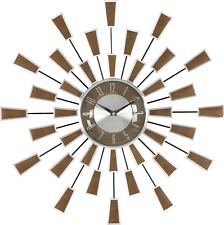 Large Starburst Wall Clock Metal Analog Mid Century Modern Vintage Style Decor picture