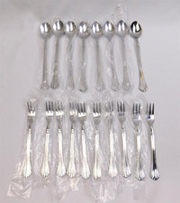 Set Of 18 Vintage Cambridge TRACY Stainless Cocktail Forks Iced Tea Spoons NOS picture