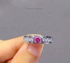2 Ct Pink Round Cut Lab Grown Diamond Ring 925 Sterling Silver D Grade VVS1 picture