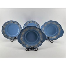 Antique J&G Meakin Staffordshire Blue Plates Patent Mosaic Ironstone Set of 4 picture