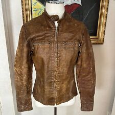 Vintage 60s Harley Davidson Women’s Brown Leather Motorcycle Jacket Mens Sz 34 M picture