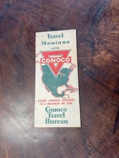 Vintage Conoco Montana Road Map Elephant Nth Motor Oil Gas Station 1940s picture