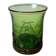WATERVILLE MN MINNESOTA Antique GREEN Depression Glass Souvenir TRINKET CUP picture