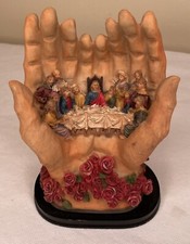 Vintage 70’s Last Supper God Hand Polyresin Decor Antique Catholic Jesus Christ picture
